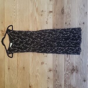 Elizabeth Wayman Tie Back Dress Black with Delicate Floral Print Size 6